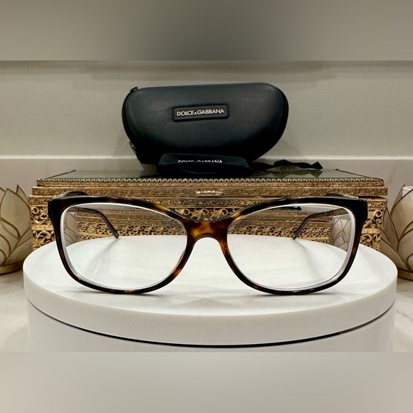 Dolce & Gabbana Rx Tortoiseshell Eyeglass Frames/Etched Temple Arms EUC D&G Case - Picture 1 of 17